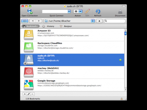 Cyberduck - Browser-Bookmarks