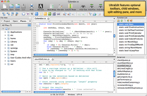 Ultraedit f&uuml;r Mac OS X - Benutzeroberfl&auml;che