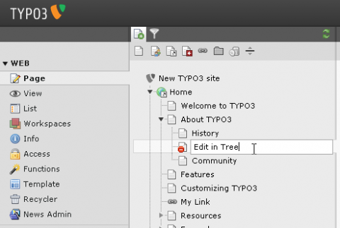 Der neue Pagetree basiert auf ExtJS-Komponenten.<br>Bild: Typo3