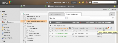 Die neue Arbeitsumgebung<br>Bild: Typo3