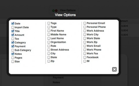 Mariner Paperless 2.0 - Auswahl der gew&uuml;nschten Felder