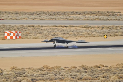 X-47B bei der Landung (Foto: Northrop Grumman)