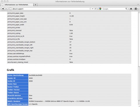 Firefox mit Hardwarebeschleunigung per GPU unter Mac OS X
