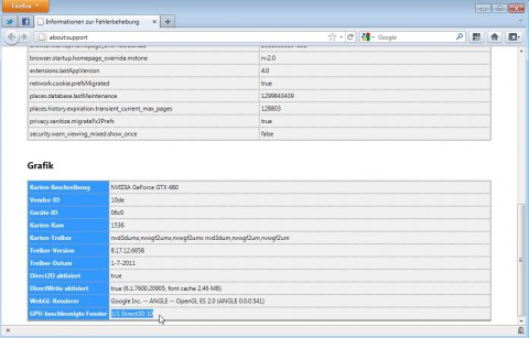 Firefox mit Hardwarebeschleunigung per GPU unter Windows