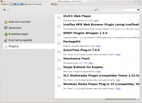 Addon-Manager von Firefox 4 unter Linux