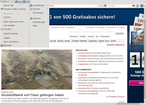 Der neue Firefox-Button unter Linux