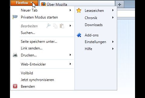 Der neue Firefox-Button unter Windows