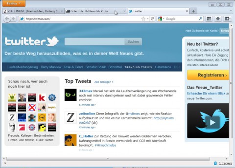 Firefox 4 mit Tabs on Top