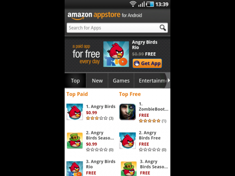 Amazon Appstore - Angry Bird Rio ist die meistgeladene App zum Start. (Bild: Playandroid.com)