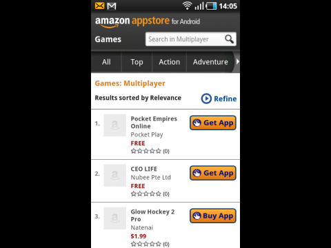 Amazon Appstore - eine der Kategorien f&uuml;r Spiele (Bild: Playandroid.com)