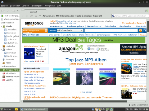 &Uuml;ber das Plugin in Banshee k&ouml;nnen MP3-Dateien von Amazon erworben werden.