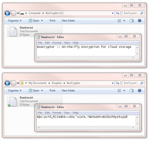 Boxcryptor - Vergleich mit und ohne Dropbox