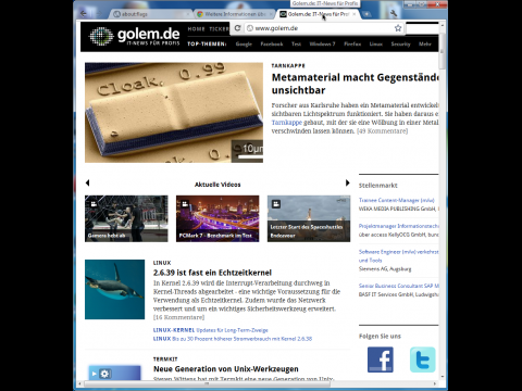 Compact Navigation in Chrome Canary - eingeblendete Adresszeile