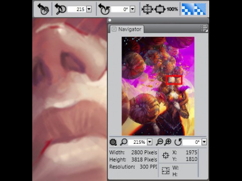 Corel Painter 12 - Zoomansicht mit Rendering in hoher Qualit&auml;t