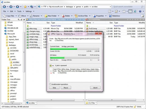 Directory Opus 10 - Kopieren von Dateien mit Queue-Anzeige