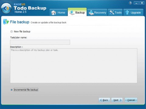 Easeus Todo Backup 2.5 - inkrementelles Dateibackup