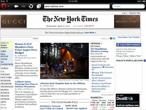 Opera Mini 6 auf dem iPad
