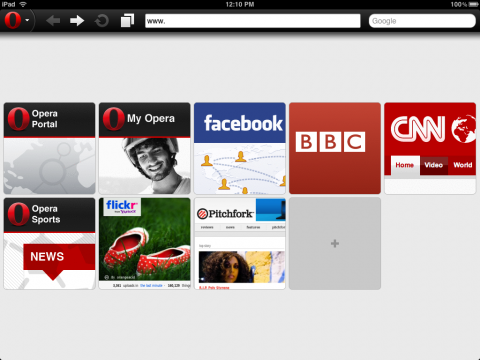 Opera Mini 6 auf dem iPad
