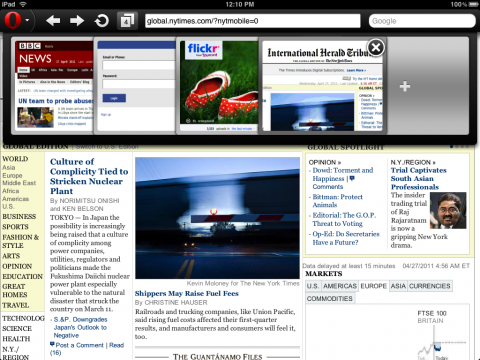 Opera Mini 6 auf dem iPad