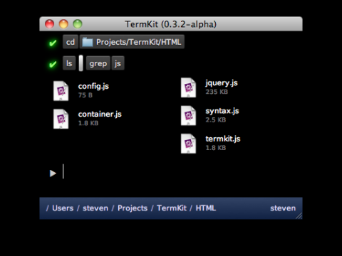 ls und grep kombiniert in Termkit