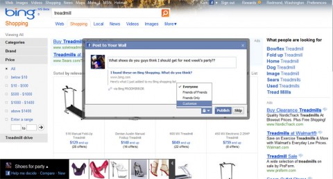 Die pers&ouml;nlichen Einkaufslisten von Bing.com k&ouml;nnen auf Facebook diskutiert werden. (Bild: Microsoft)