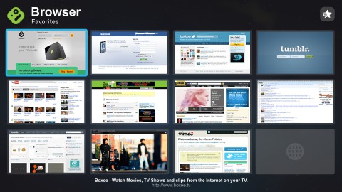 Boxee Box Firmware 1.1 - Favoritenliste des Browsers (Bild: Boxee)