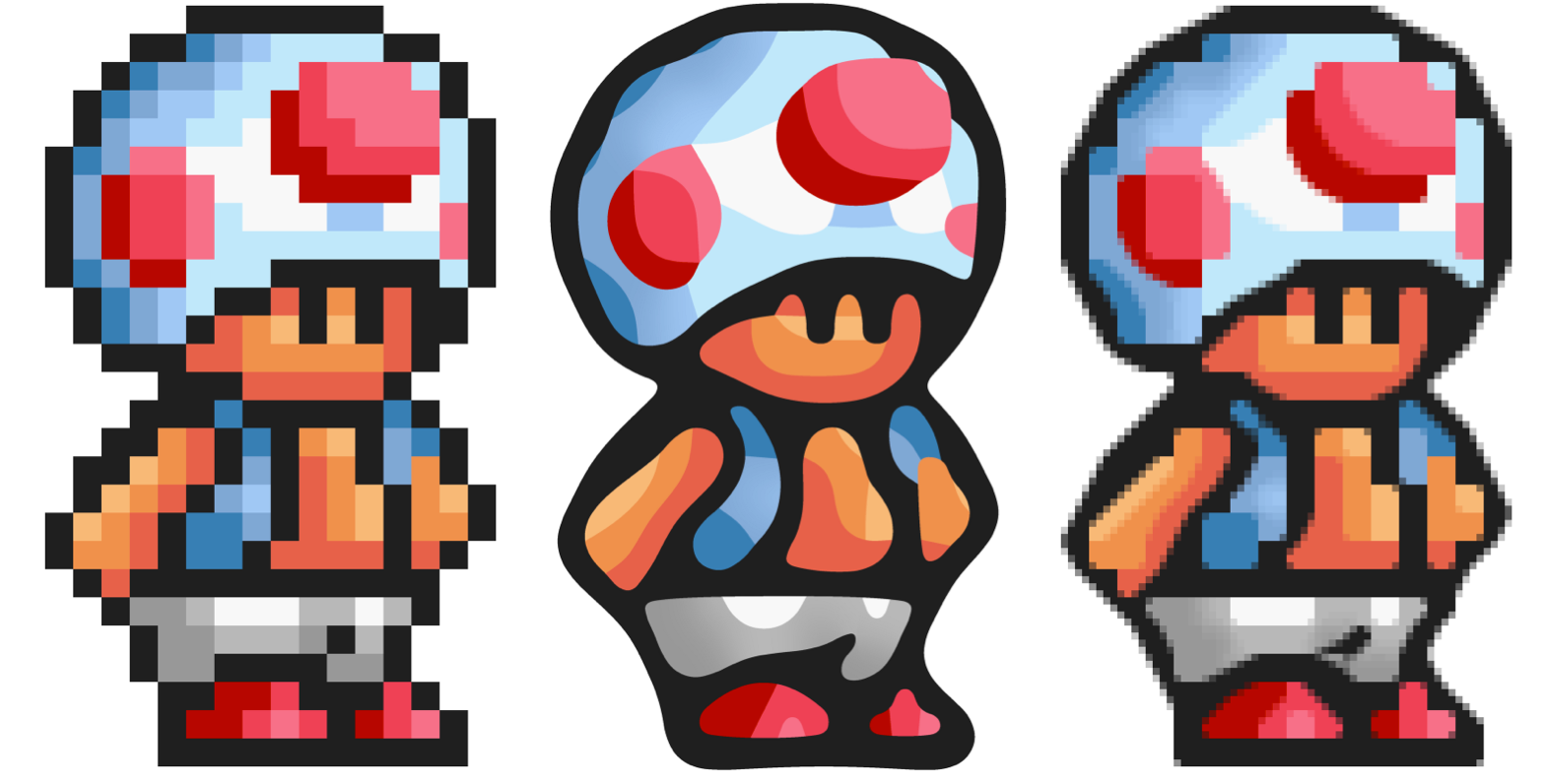 Pixelkunst entpixeln Pixelige Sprites in skalierbare