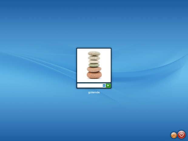 Der Loginmanager KDM mit eigenem Theme, ...