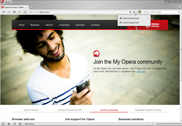 Opera 12 für Windows - URL direkt als Schnellwahl speichern