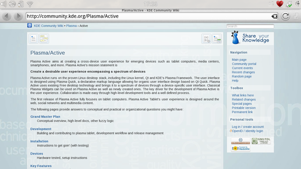 Der Webbrowser von Plasma Active (Bild: KDE)