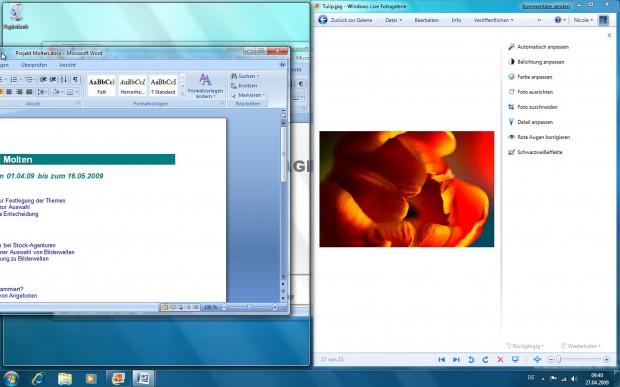 Windows 7 - Fensteranordnung (Bild: Microsoft)