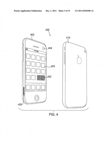 Die iPhone-Kameras k&ouml;nnen unsichtbare Markierungen auf iPhones erkennen - Apple-Patentantrag 20110296508. (Bild: US-Patent- und Markenamt)