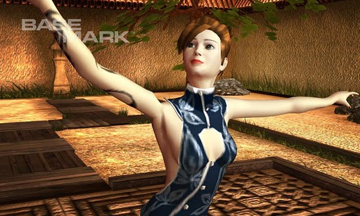 Basemark ES 2.0 Taiji Free - K&auml;mpferin in asiatischem Tempel (Bild: Rightware)