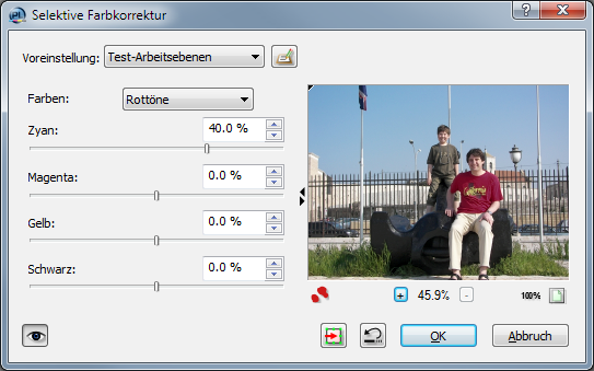 Selektive Farbkorrektur in Photoline 17 (Bild: Computerinsel)