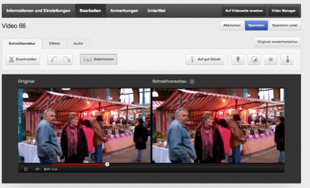 Videobearbeitung im Youtube-Redesign (Bild: Youtube/Golem.de)