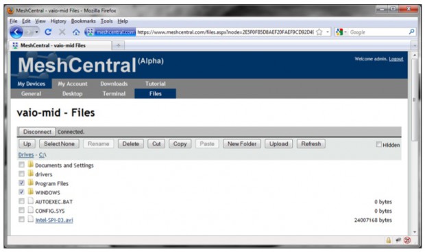 Meshcentral: Files