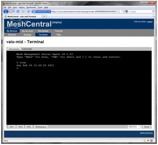 Meshcentral: Terminal