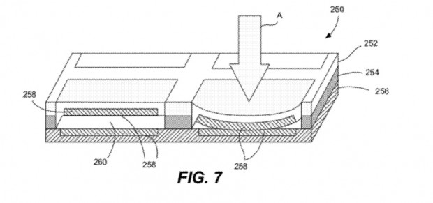 Apple will mit eindr&uuml;ckbaren Tastenkappen d&uuml;nnere Notebooks erm&ouml;glichen. (Bild: Apple/US-Patent- und Markenamt)