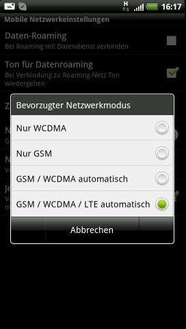 In den Standardeinstellungen kann die LTE-&Uuml;bertragung ausgeschaltet werden. 