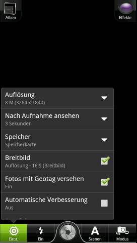 Standardm&auml;&szlig;ig nimmt das Smartphone Fotos in 16:6 auf. Au&szlig;erdem k&ouml;nnen sie im 4:3-Format geschossen werden.