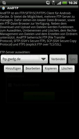 F&uuml;r die Akkulaufzeitmessungen starteten wir einen Download &uuml;ber das Programm AndFTP.  