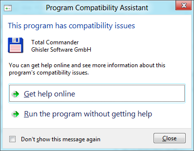 Total Commander 7.56 ist nicht kompatibel. Windows 8 warnt vor Problemen. Erst die Version 7.57 ist stabil auf der Betaversion von Windows 8.