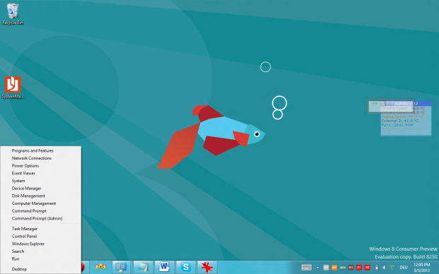 Windows+X: Reste des Startmen&uuml;s