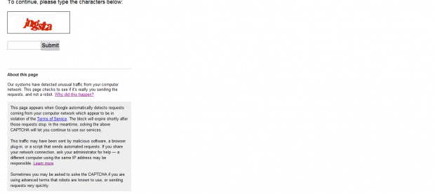 Googles Captcha-Abfrage