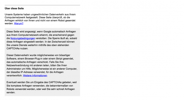 Googles Captcha-Abfrage