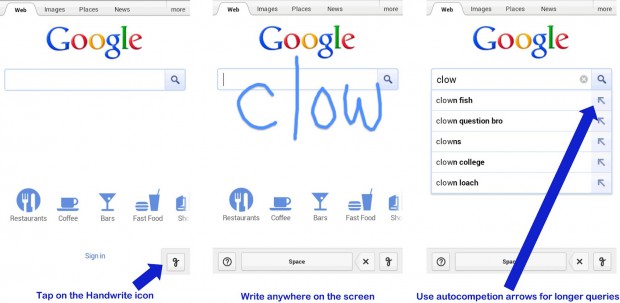 Handwrite einschalten und benutzen (Bild: Google)