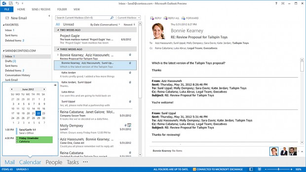 Outlook 2013 mit Peeks