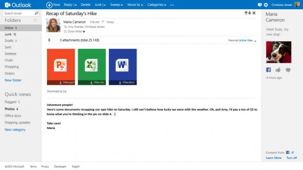 Anh&auml;nge f&uuml;r eine E-Mail in Outlook.com (Bild: Microsoft)