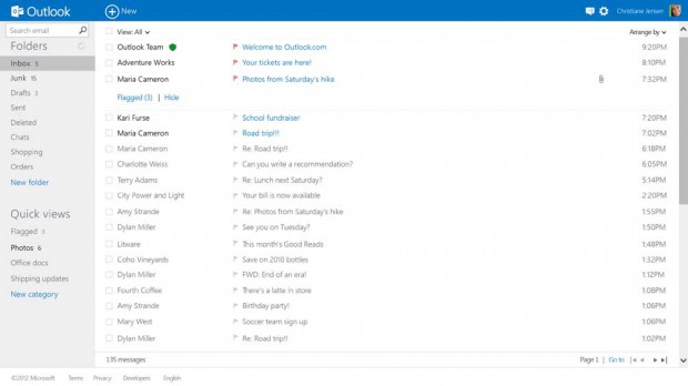 Inbox von Outlook.com (Bild: Microsoft)