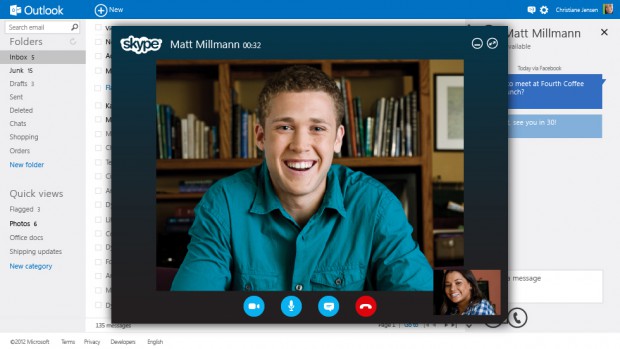 Outlook.com mit Skype (Bild: Microsoft)